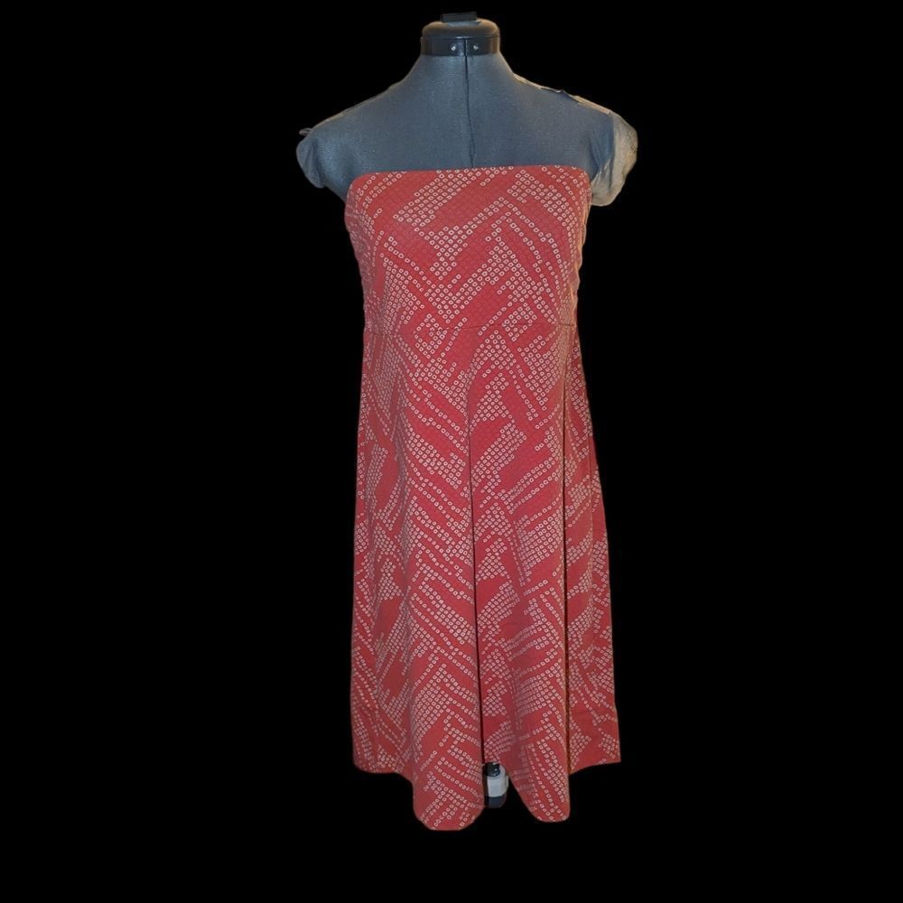 Eddie Bauer red and white geometric print dress size medium - Picture 3 of 8